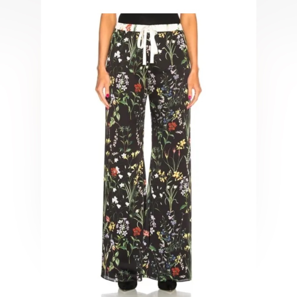ALEXIS *Pearson* black floral botanical flare boho hippie pants M